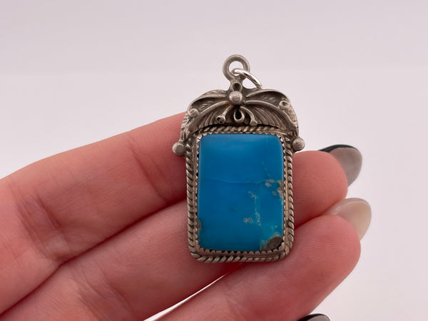 sterling silver turquoise rectangle pendant