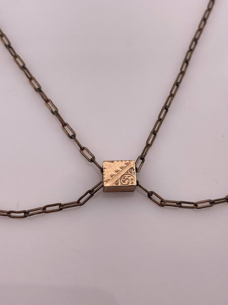 Y & S gold filled 46" long paperclip chain w/ dog clip lorgnette necklace