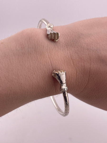 sterling silver figa fist forearm cuff bangle bracelet