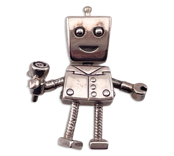 sterling silver Pandora bracelet robot charm pendant