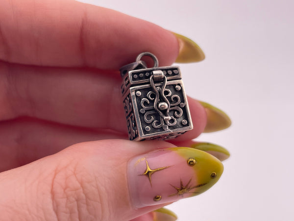 sterling silver Ichthus fish cross compartment box pendant