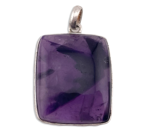 sterling silver rectangle amethyst pendant