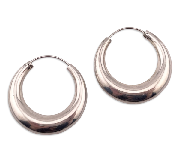 sterling silver 1 3/8" smooth hoop earrings