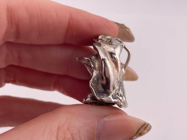 sterling silver solid artisan flower  pendant