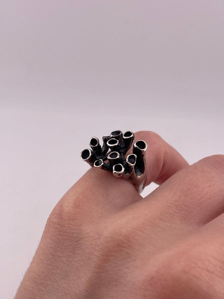 size 5.25 sterling silver modernist sculpture ring