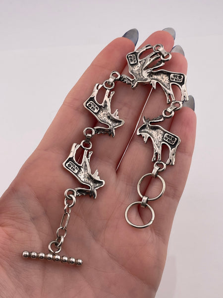 sterling silver artisan Glen Sandoval moose link bracelet