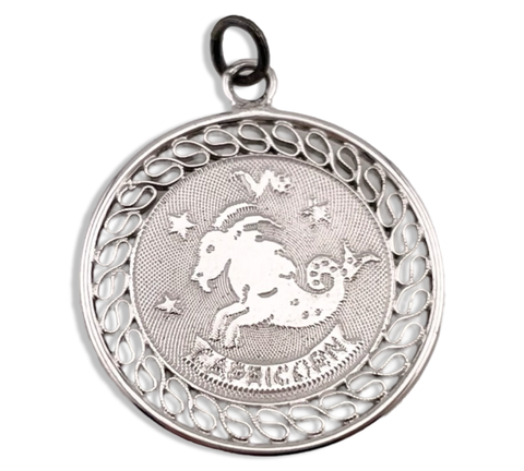 sterling silver Capricorn the Sea-Goat zodiac pendant