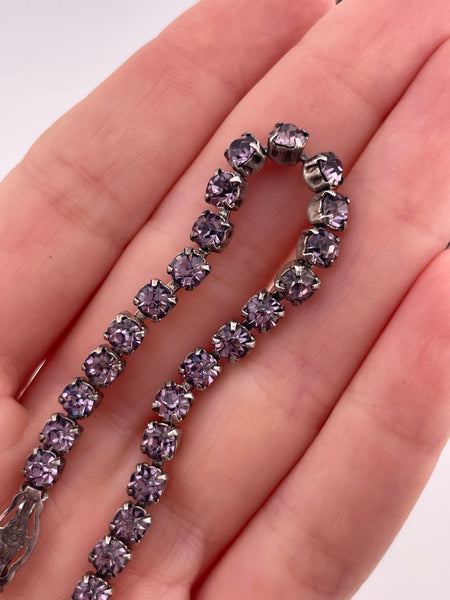 sterling silver 6-3/4" faceted purple glass bracelet