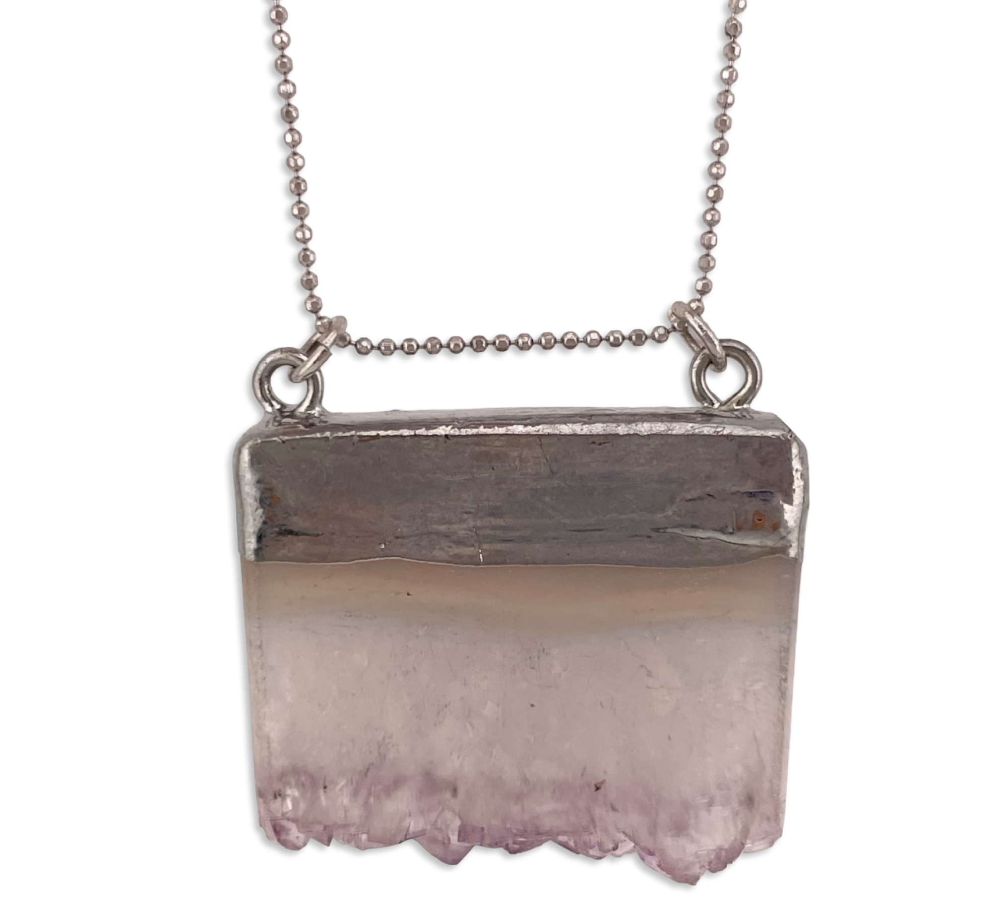 sterling silver chain w/ non-sterling amethyst slice pendant necklace