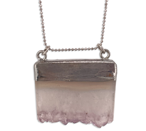 sterling silver chain w/ non-sterling amethyst slice pendant necklace