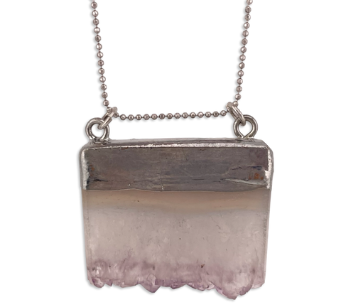 sterling silver chain w/ non-sterling amethyst slice pendant necklace