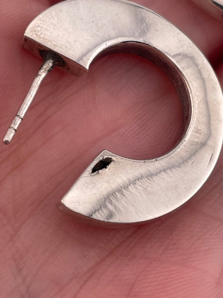 sterling silver 7/8" partial hoop post earrings ***AS IS***