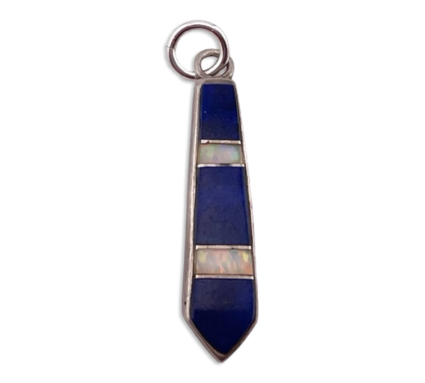 sterling silver lapis synthetic opal pendant