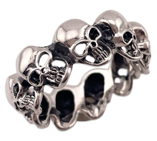 size 11.75 sterling silver skull band ring