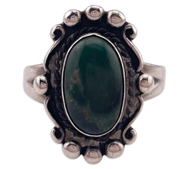 size 6.5 sterling silver Bell Trading Post green turquoise ring