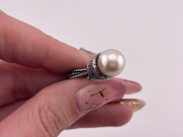 sterling silver pearl marcasite pendant