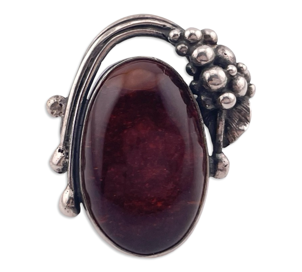 size 8 sterling silver amber grapes ring