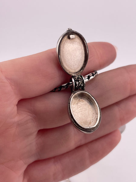 sterling silver 17" compartment pendant snake chain necklace