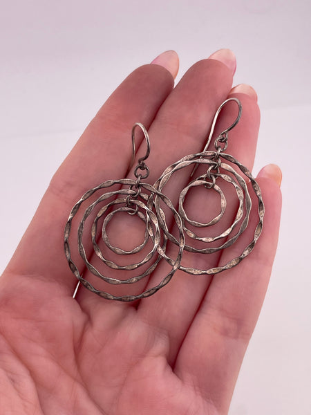 sterling silver multi-circle dangle earrings