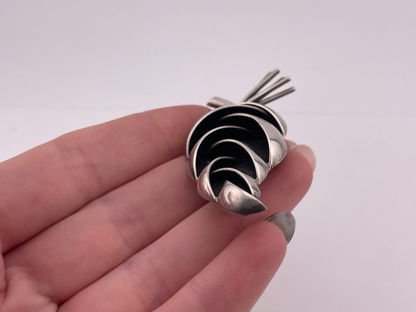 sterling silver JoPol Joan Polsdorfer modernist pinecone brooch