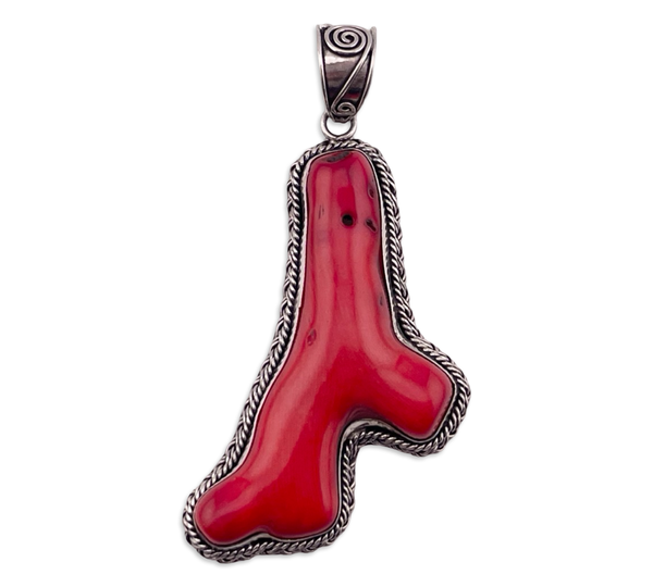 sterling silver large coral branch pendant