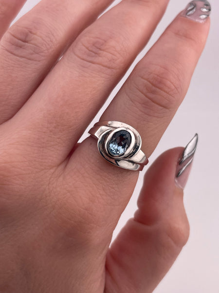 size 7.25 sterling silver faceted topaz ring