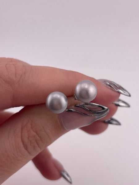 sterling silver faux pearl post earrings