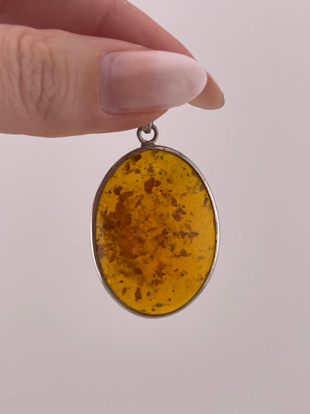 sterling silver amber pendant