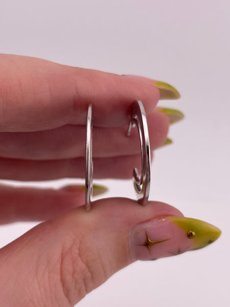 rhodium plated sterling silver partial hoop post earrings