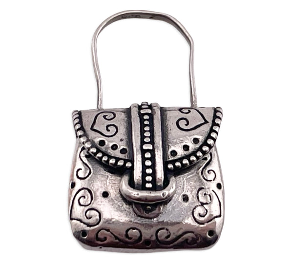 sterling silver mini purse compartment pendant ***opens***