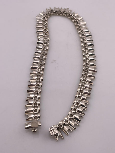 sterling silver heavy Mexican modern stoneless collar necklace