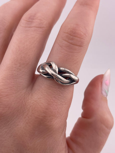 size sterling silver stoneless woven knotted adjustable band ring