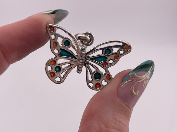 sterling silver resin butterfly pendant