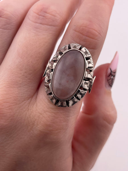 size 7.5 sterling silver rose quartz ring