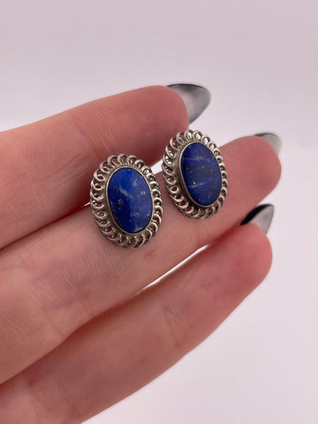 sterling silver lapis post earrings