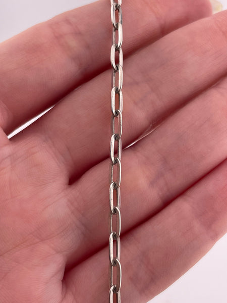 sterling silver 16" paperclip “V” initial faux pearl t-bar toggle necklace