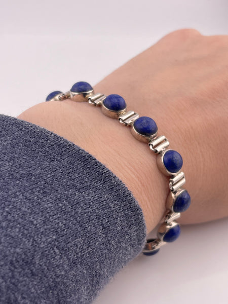 sterling silver 6 5/8" - 8" lapis link bracelet