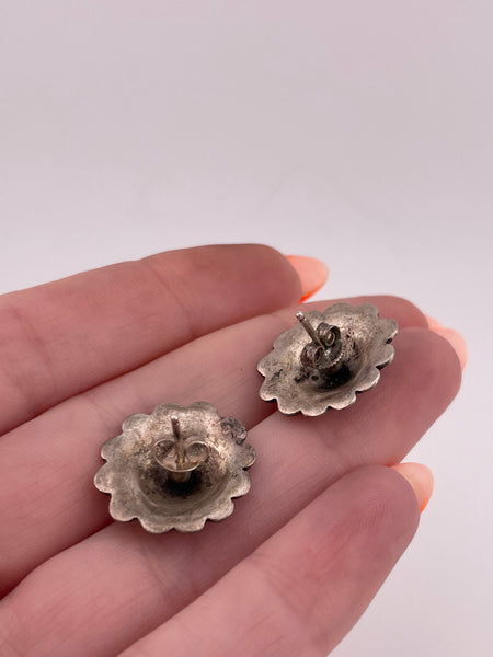 sterling silver concho post earrings