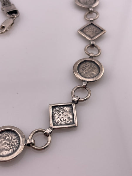 sterling silver 17-3/4" artisan textured necklace