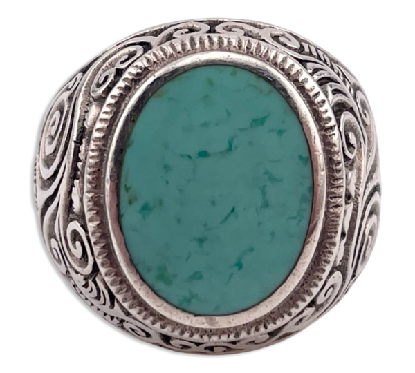 size 10 sterling silver chunky synthetic turquoise ring