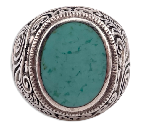 size 10 sterling silver chunky synthetic turquoise ring