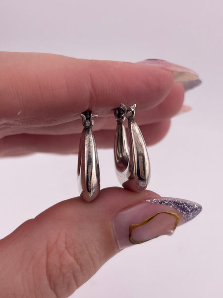 sterling silver u-shape puffy hoop earrings