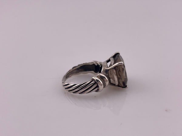 size 5.25 sterling silver faceted smoky quartz ring