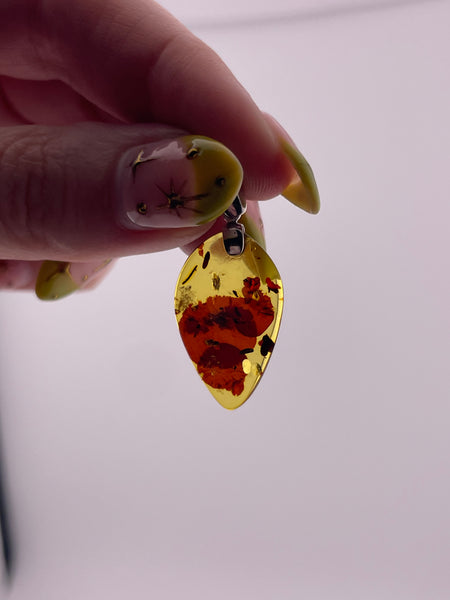 sterling silver faux amber pendant
