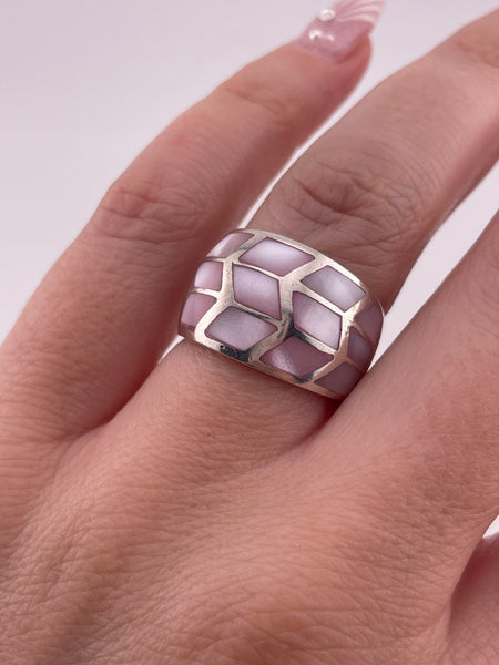 size 6.75 sterling silver pink mother of pearl ring