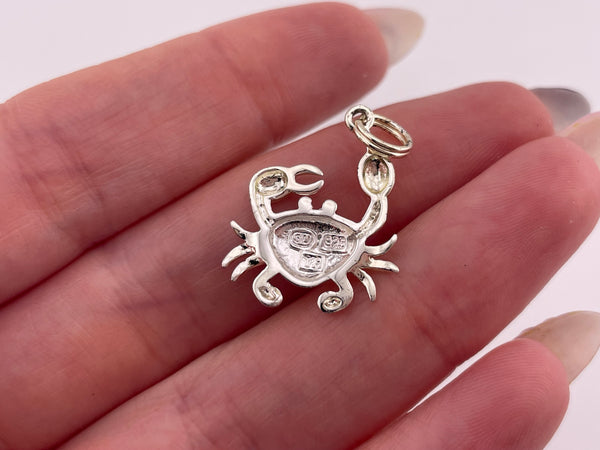 sterling silver resin crab pendant