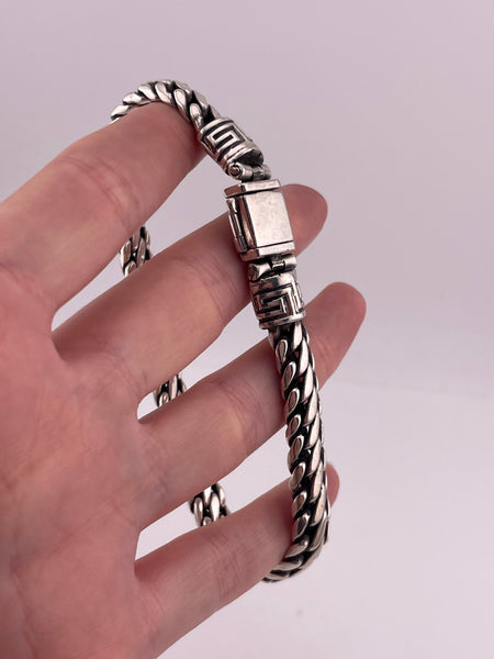 sterling silver 9" 53 gram heavy Mexican chain link bracelet