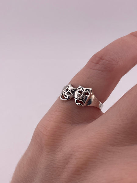 size 6.5 sterling silver comedy drama masks ring