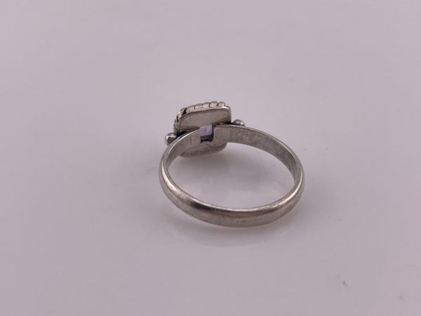 size 7.75 sterling silver faceted square amethyst ring
