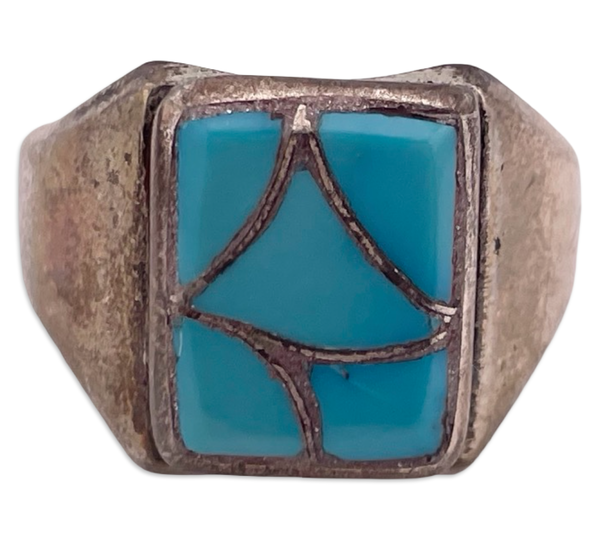 size 11 sterling silver turquoise inlay ring